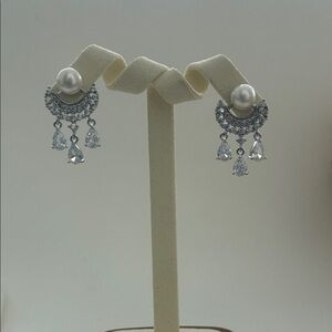 Elegant Silver Earrings and Pearl Earrings|Sterling silver posts
